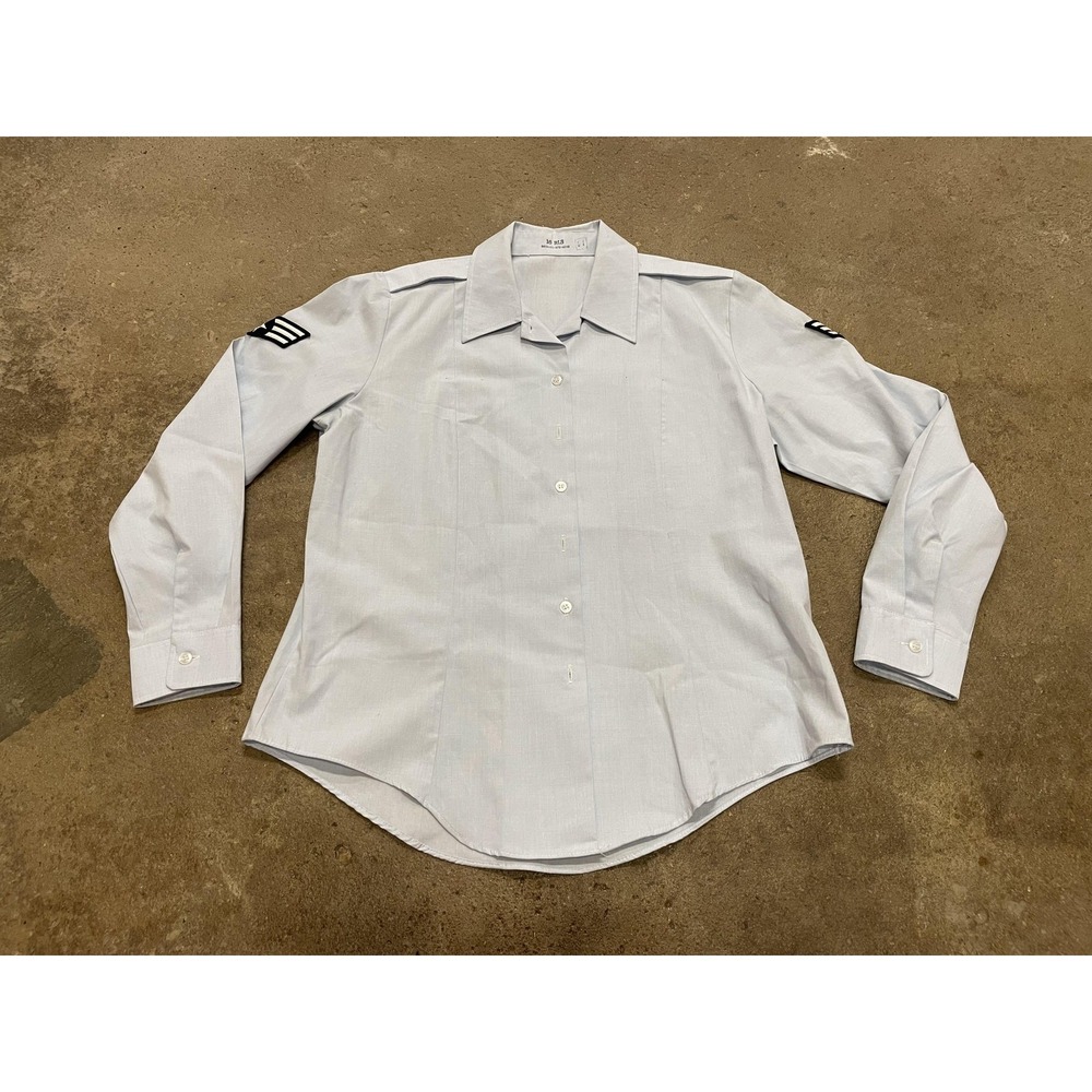 Vintage Martin Manufacturing Shirt Womens 16 Blue Long Sleeve Military Uniform‎